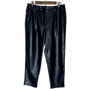 Calvin Klein | Black Faux Leather Tapered Pants